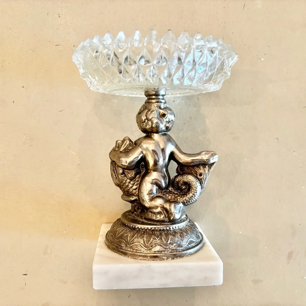 Antique Dish: Chinese Fable & Old Story of Child Rescued from Evil by Giant Fish
